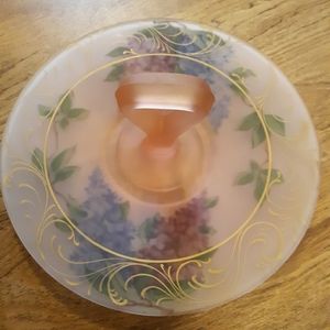 Beautiful hand-painted pink frosted serving dish